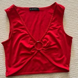 Red Sleeveless Crop Top